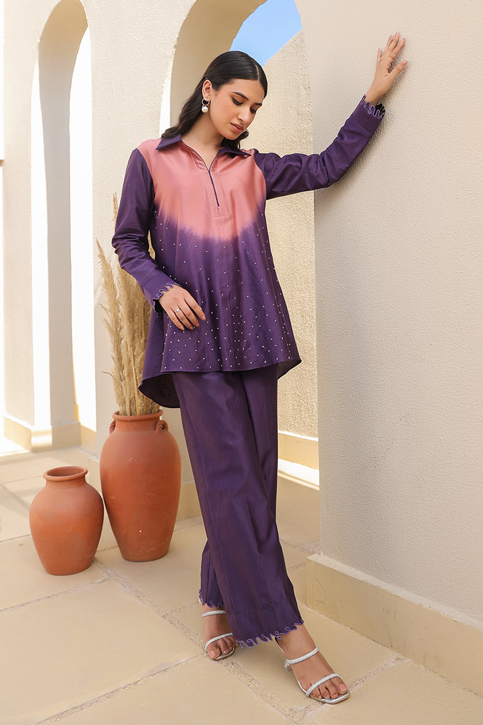 Purple French Knot Ombre Co-ord Set