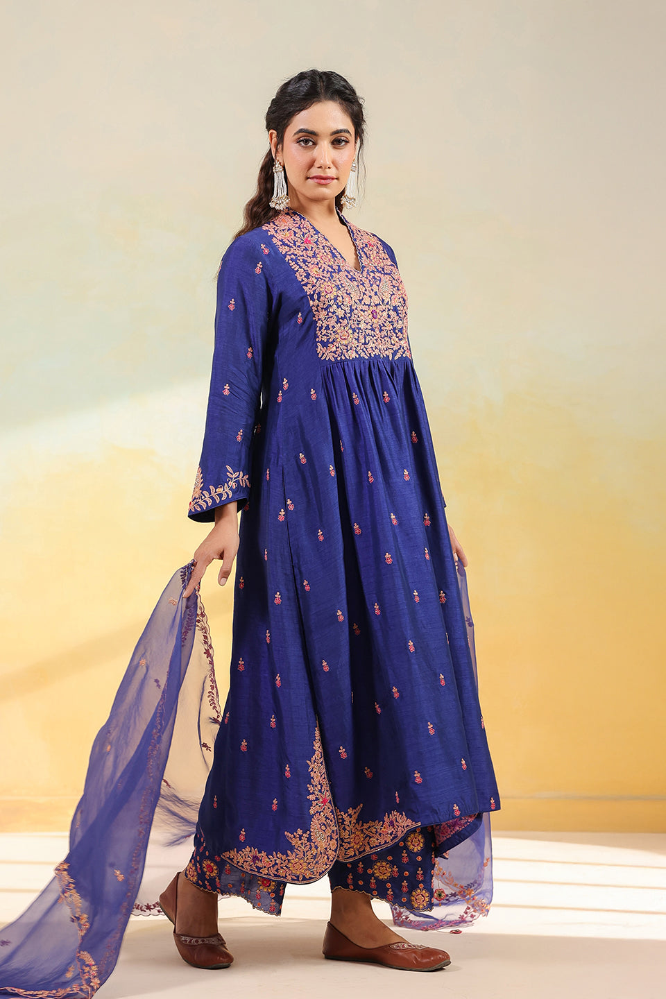 Electric Blue Kairi Buta Jaal Frockstyle