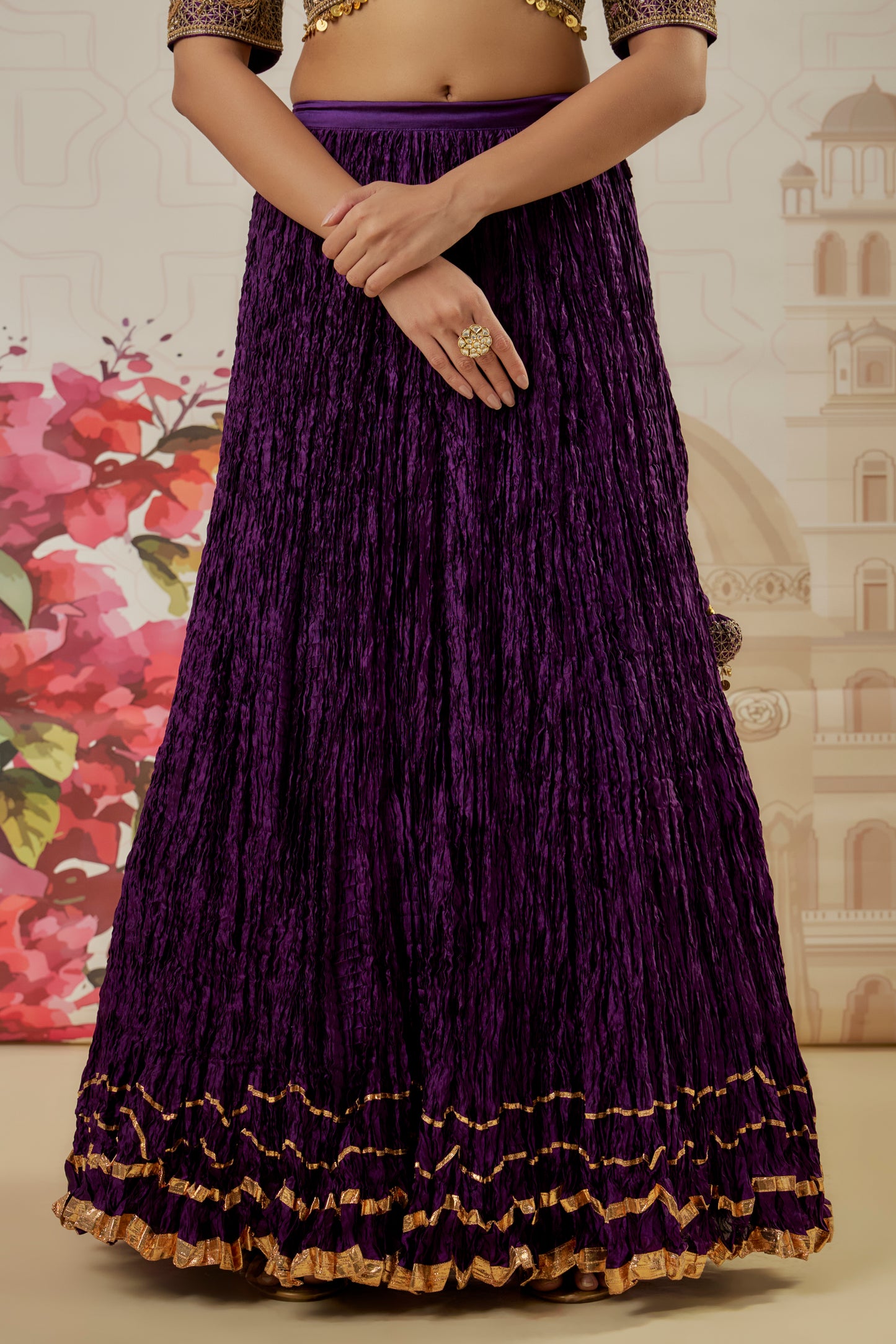 Riwayat Purple Crushed Lehenga