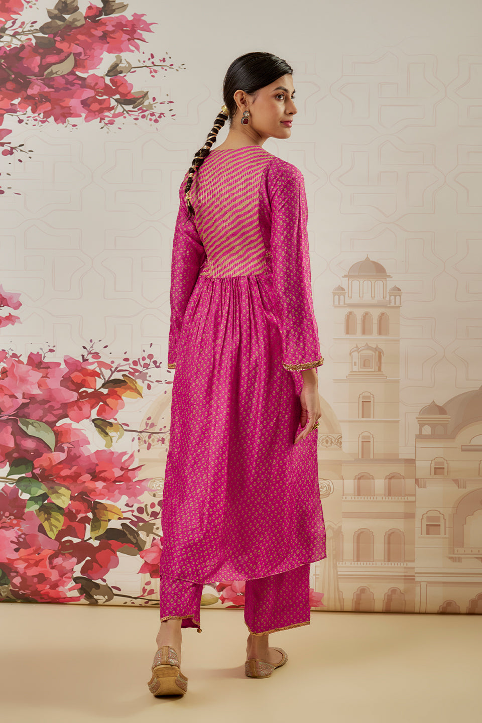 Riwayat Pink Printed Frockstyle Kurta Set