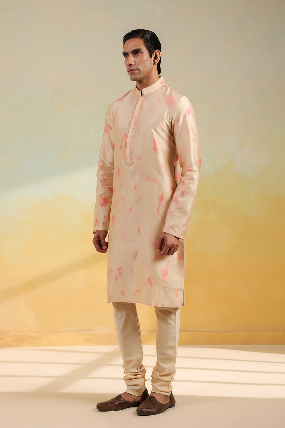 Pink Shibori Quilted Bandi Kurta Set
