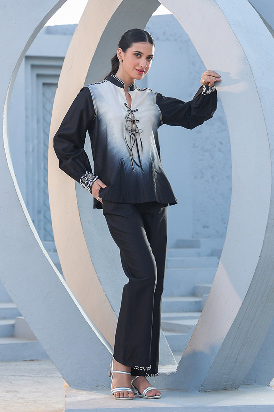 Black and White Mystic Knot Tie-Up Co-ord Set