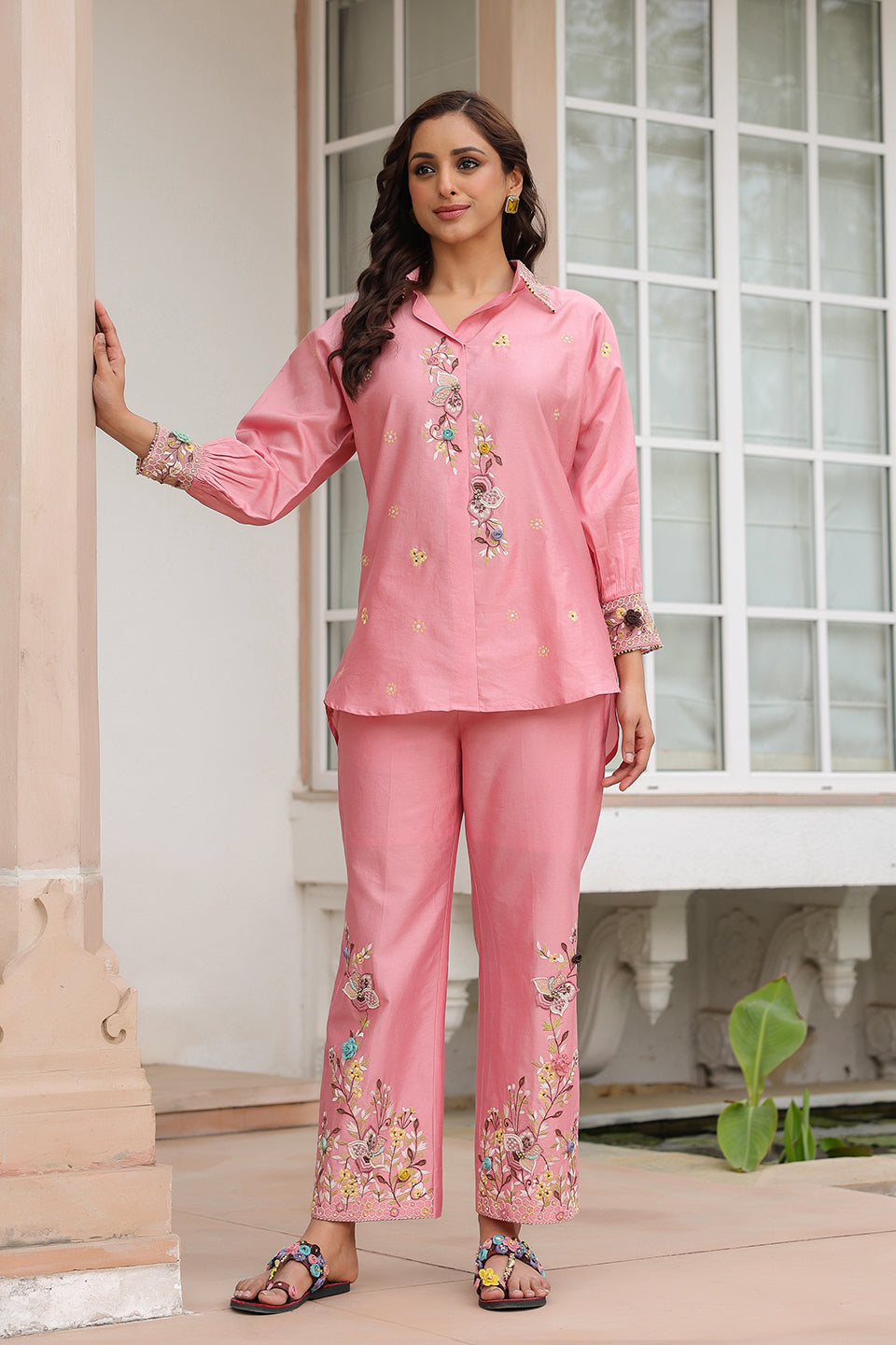 Gulzar Pink Collar Co-ord Set