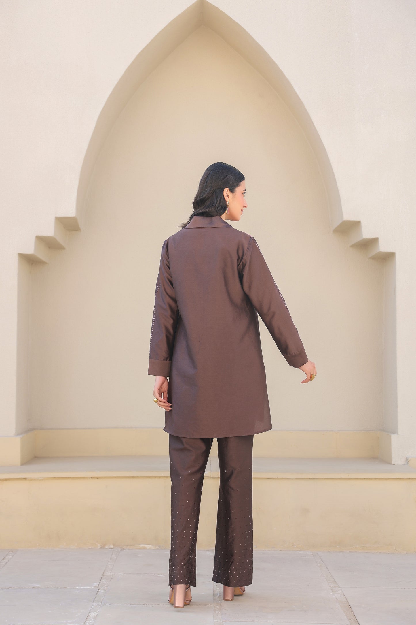 Brown Mystic Knot Collar Top