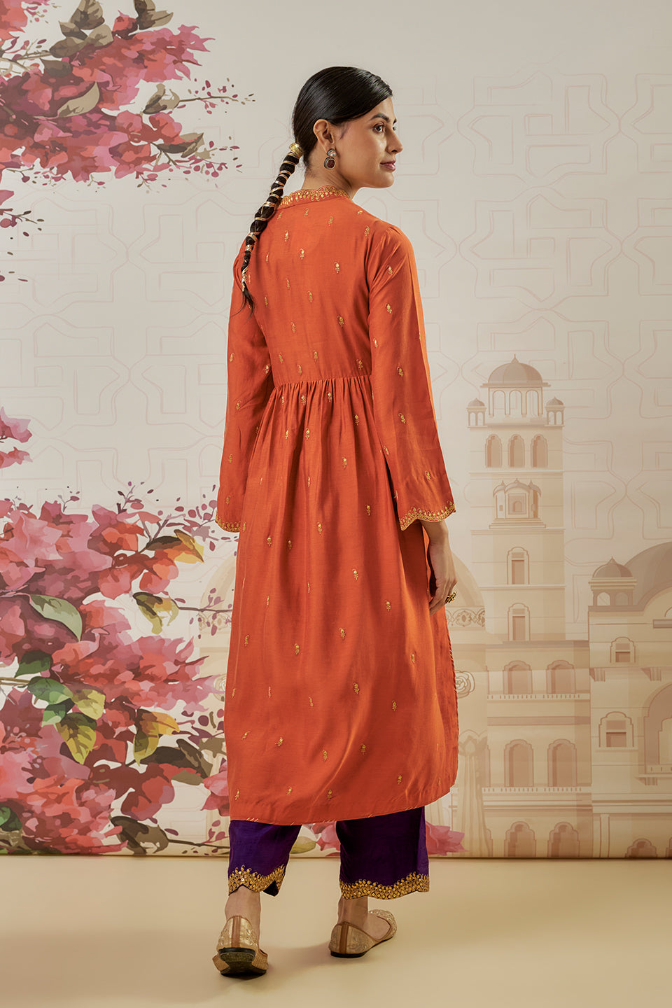 Riwayat Orange Overlap Frockstyle Kurta Set