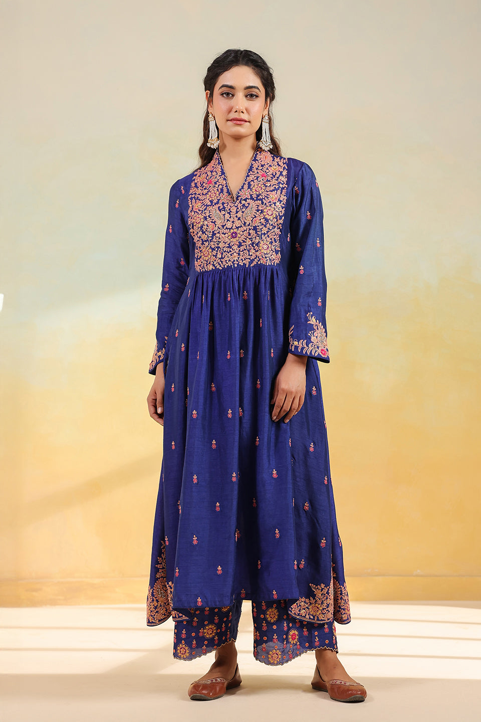 Electric Blue Kairi Buta Jaal Frockstyle