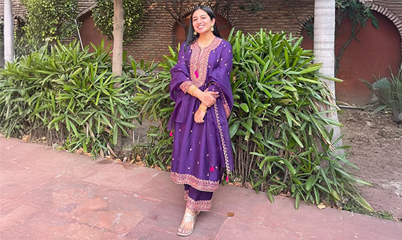 Purple Marodi Long Kurta Set