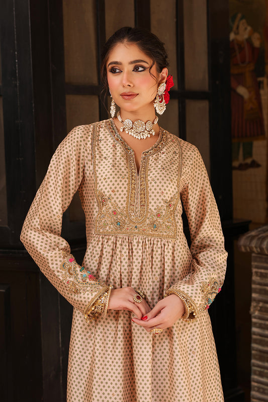 Ahista Ivory Printed Frockstyle Kurta Set