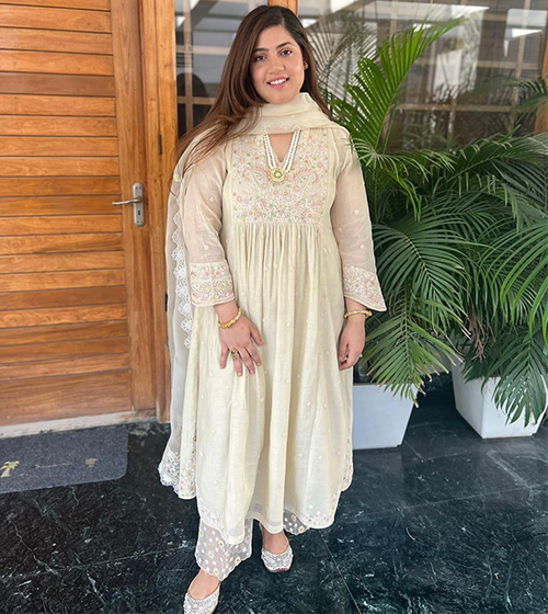 Ivory Dori Paisley Frock Style Kurta Set