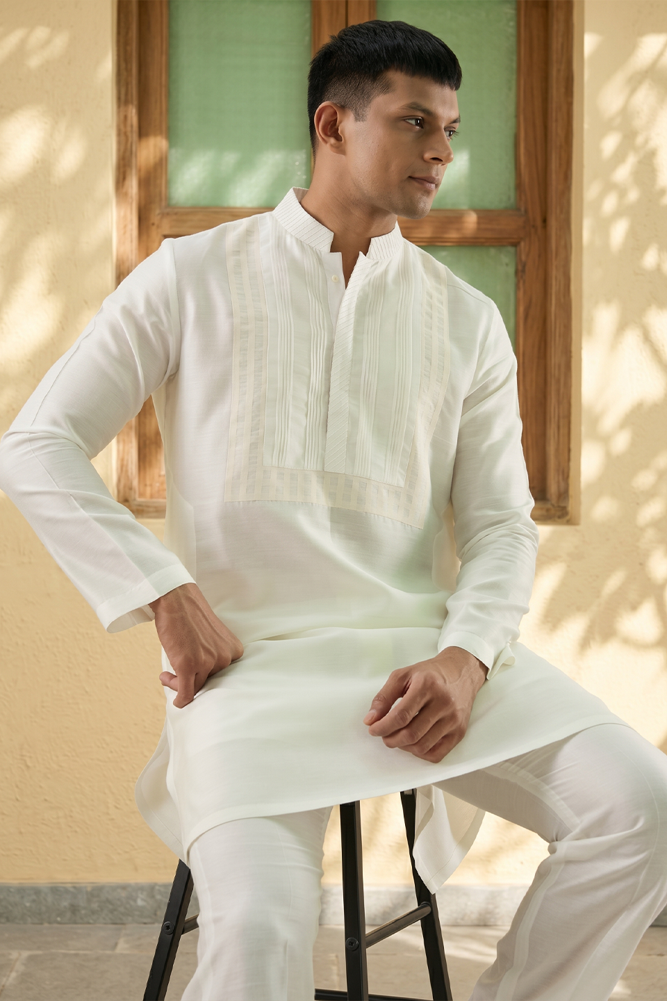 Vaayu Ivory Pintuck Kurta Set