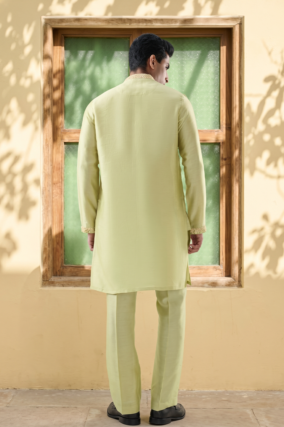 Vaayu Green Pintuck Embroidered Kurta Set