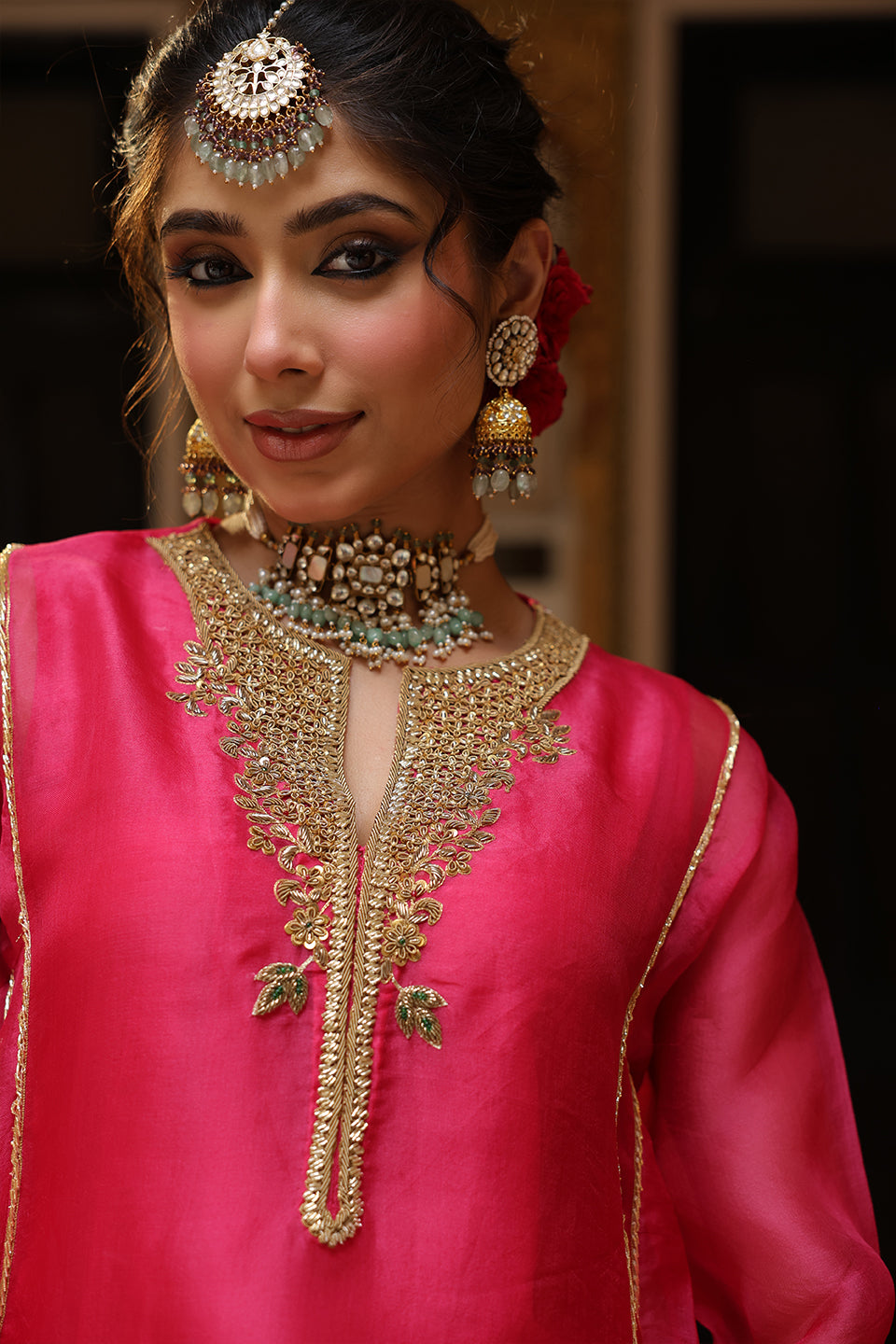 Ahista Pink Pheran Short Kurta Set