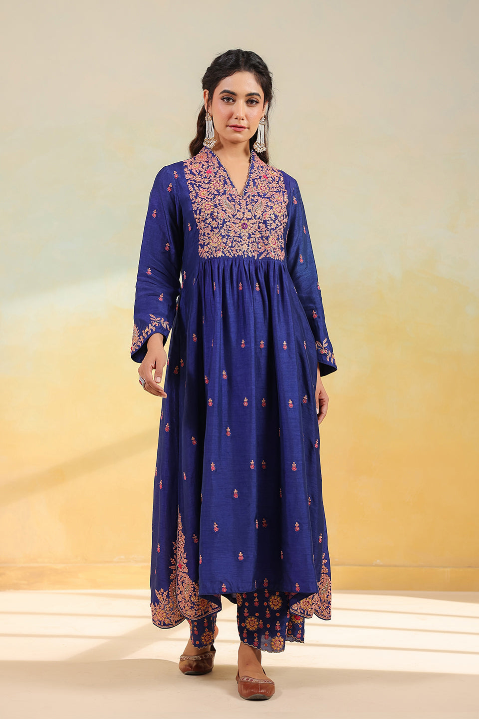 Electric Blue Kairi Buta Jaal Frockstyle