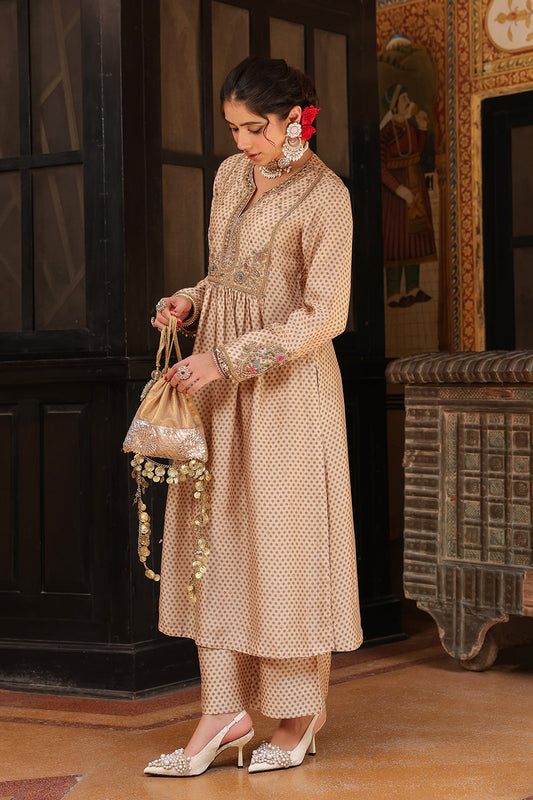 Ahista Ivory Printed Frockstyle Kurta Set