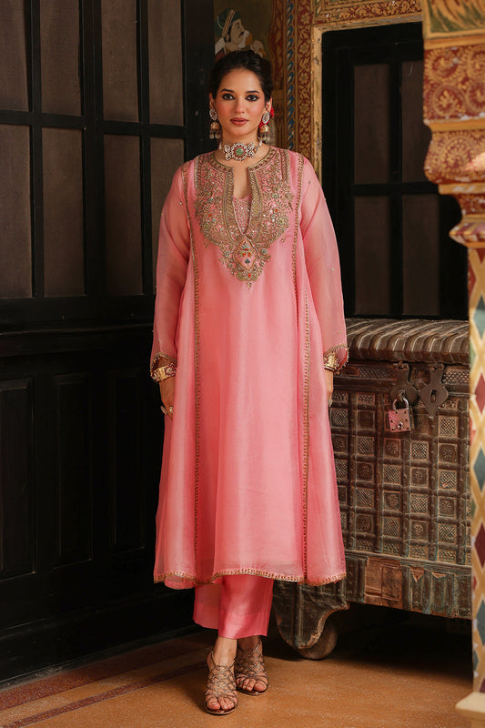 Ahista Pink Pakhi Yoke Pheran Long Kurta Set