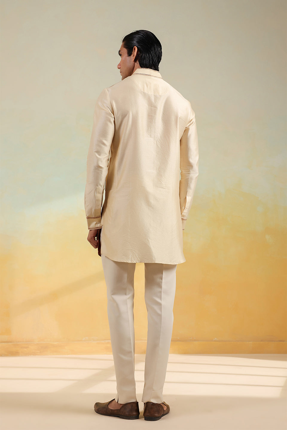 Beige Ombre Silk Kurta