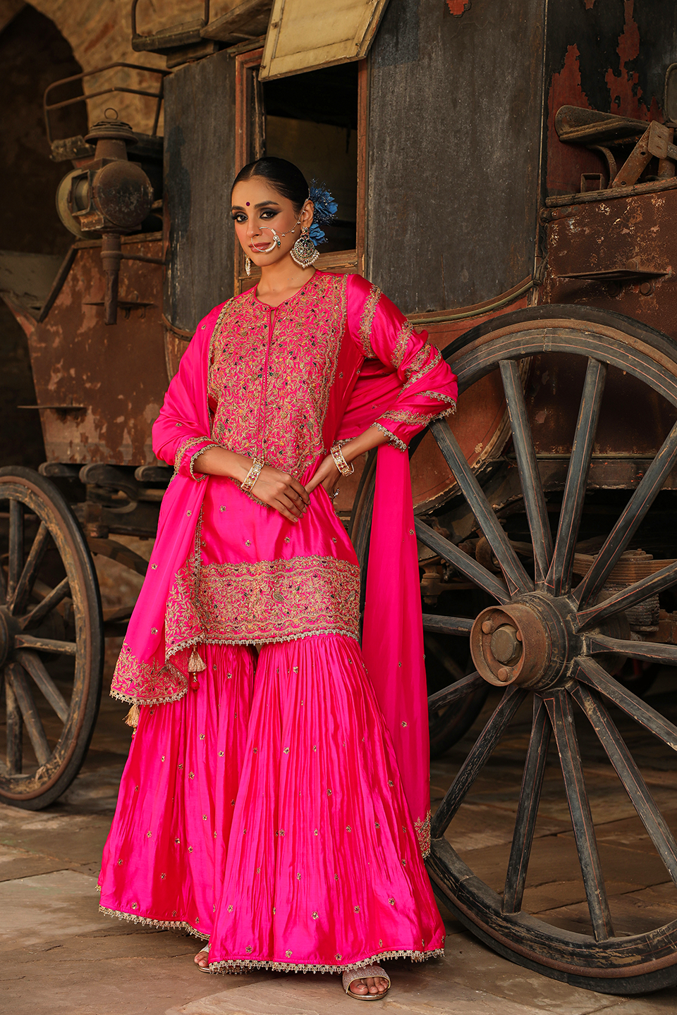 Bird Embroidered Sharara Heavy