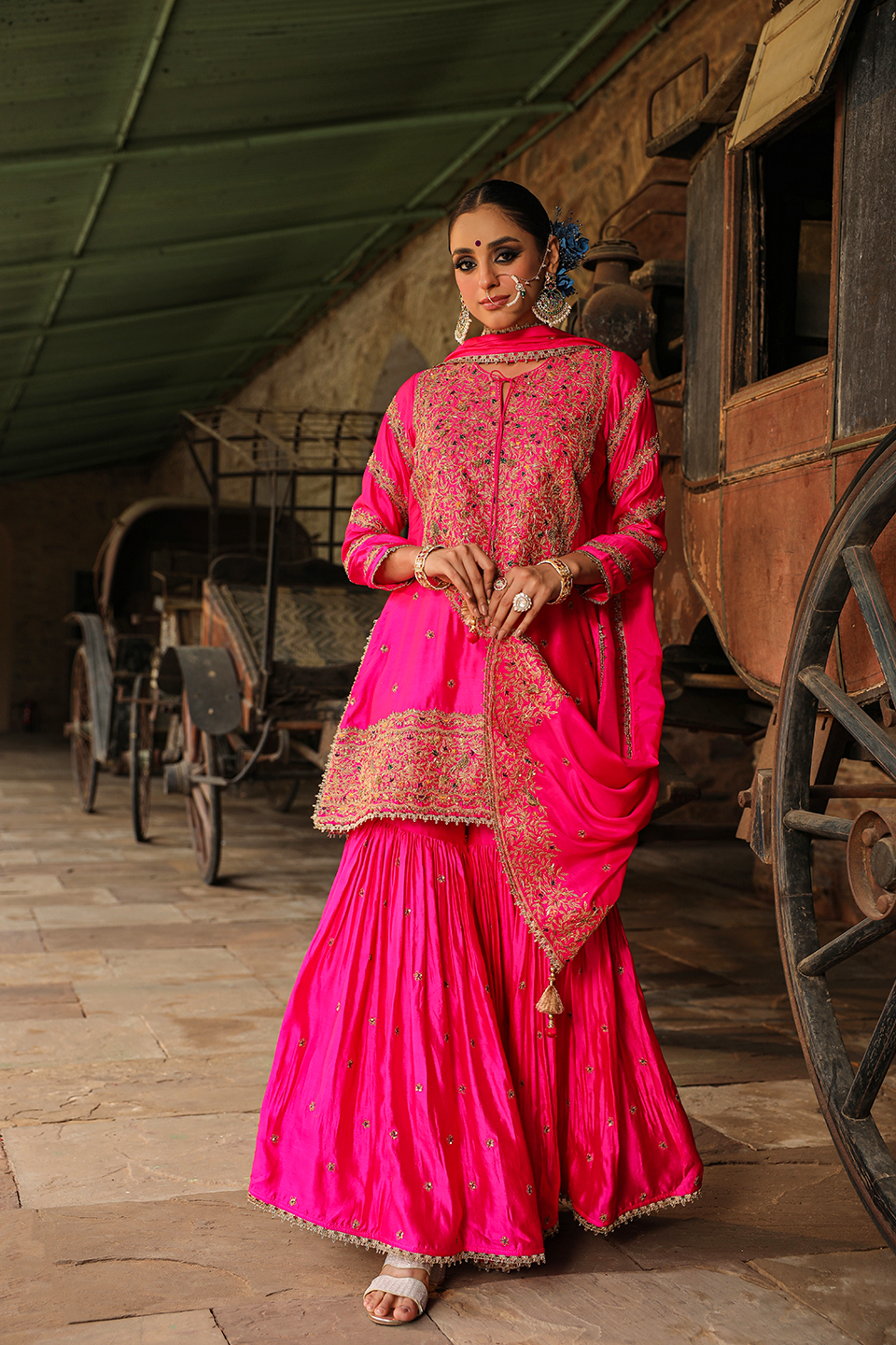 Bird Embroidered Sharara Heavy