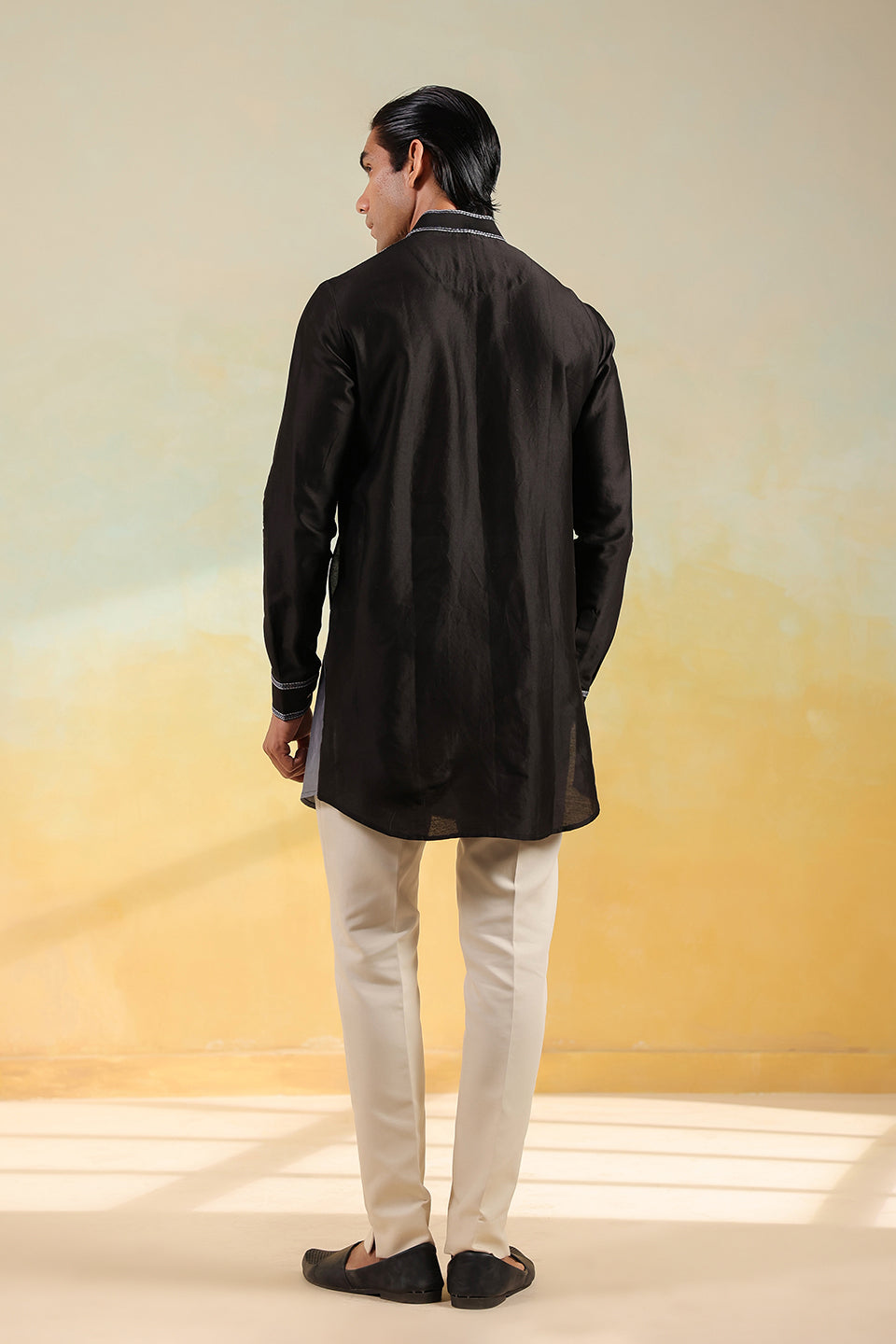 Black Ombre Silk Kurta