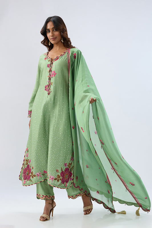 Blossom Green Scallop Kurta Set
