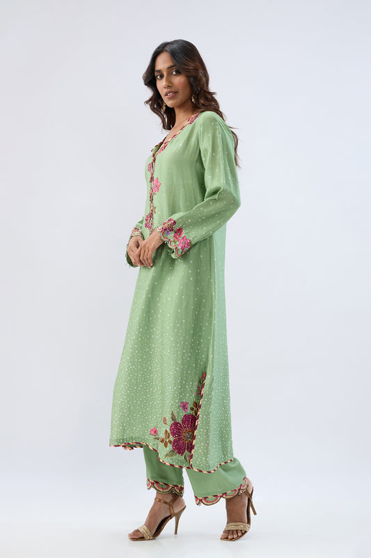 Blossom Green Scallop Kurta Set