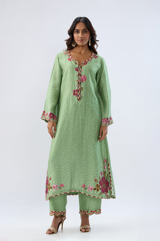 Blossom Green Scallop Kurta Set