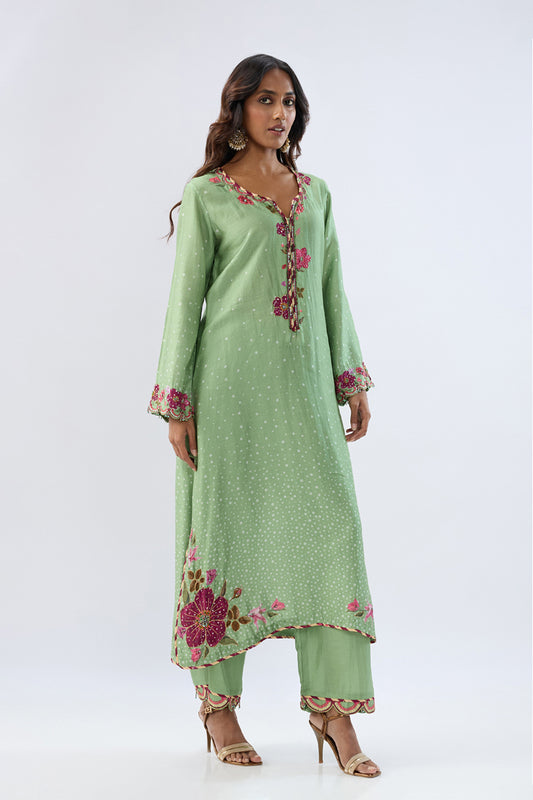 Blossom Green Scallop Kurta Set