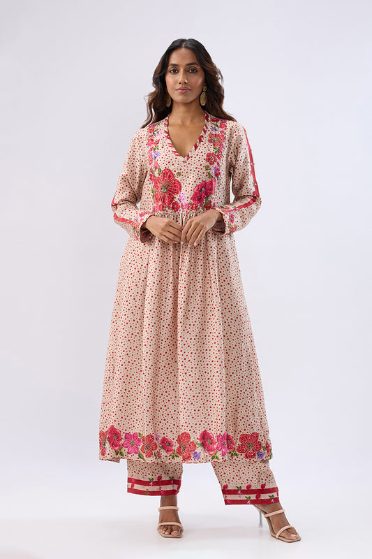 Blossom Ivory Gathered Yoke Kurta Set