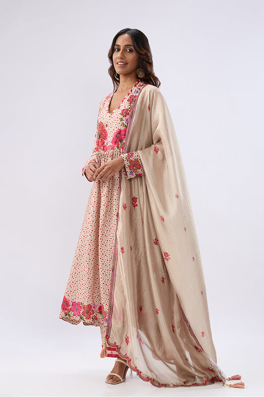 Blossom Ivory Gathered Yoke Kurta Set