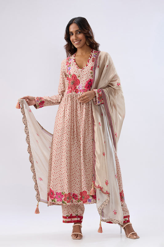 Blossom Ivory Gathered Yoke Kurta Set