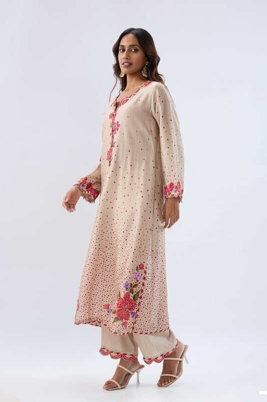 Blossom Ivory Scallop Kurta Set