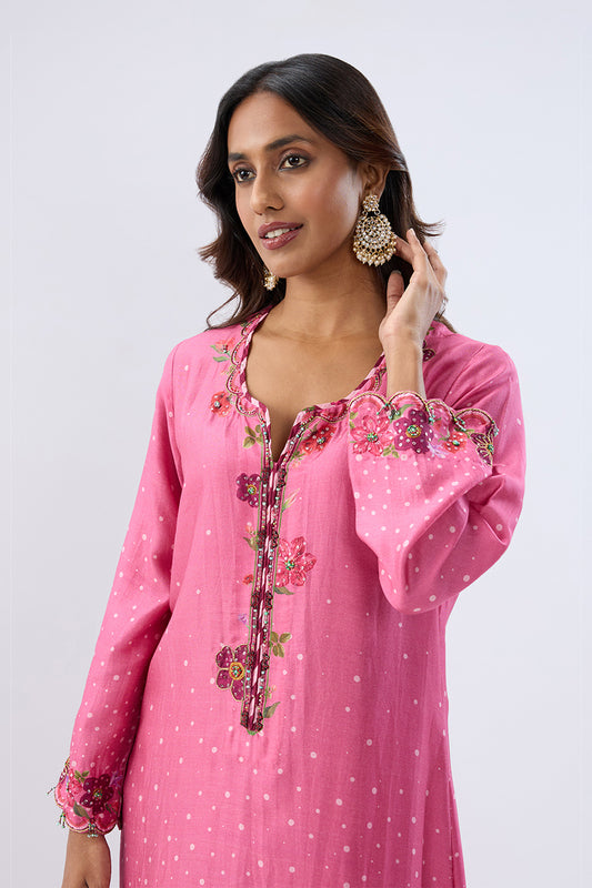 Blossom Pink Scallop Kurta Set