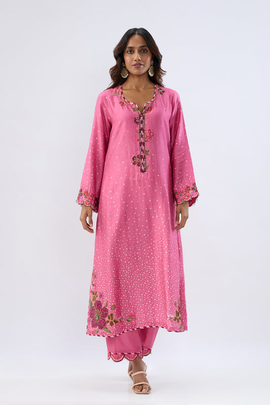 Blossom Pink Scallop Kurta Set