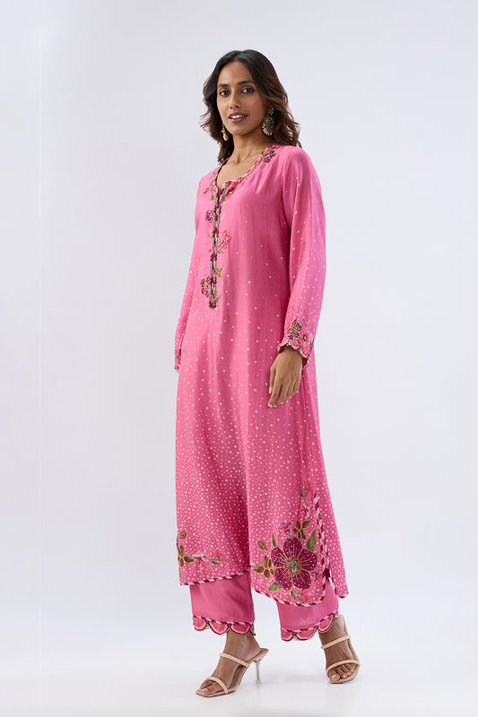 Blossom Pink Scallop Kurta Set