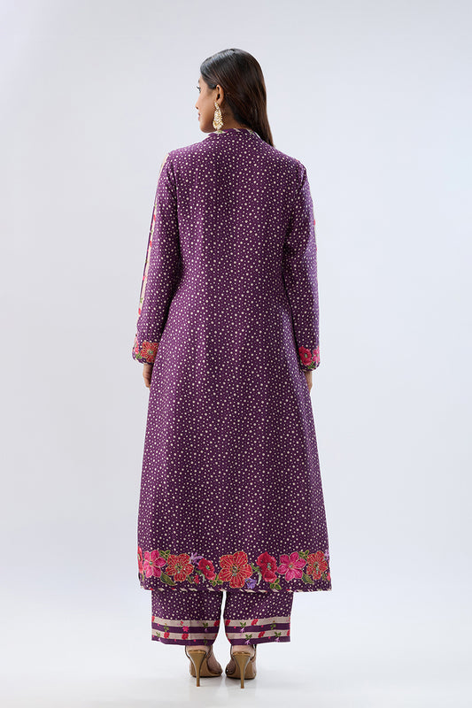Blossom Purple Gathered Yoke Kurta Set