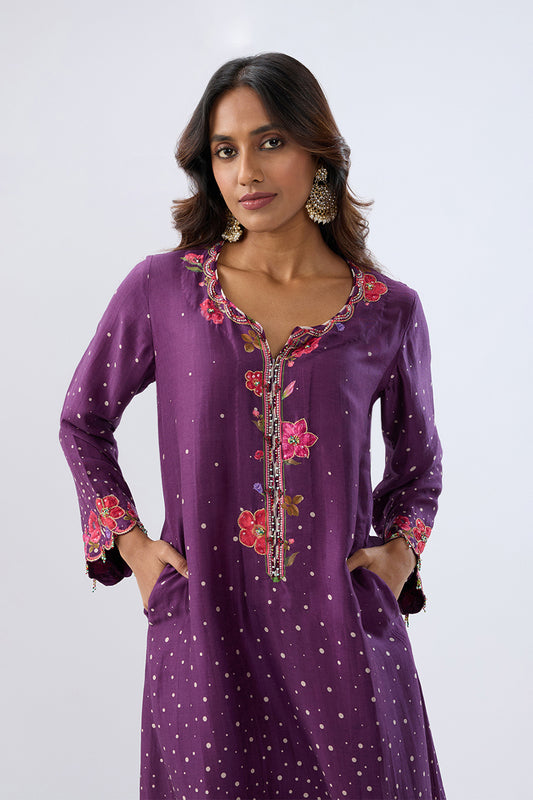 Blossom Purple Scallop Kurta Set