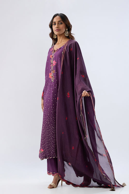 Blossom Purple Scallop Kurta Set