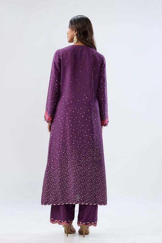 Blossom Purple Scallop Kurta Set