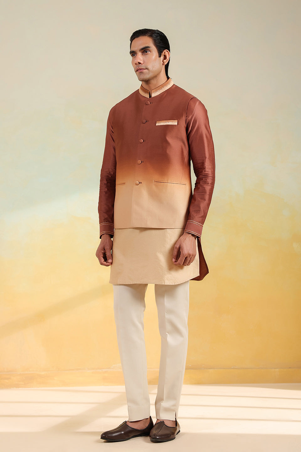 Brown Ombre Bandi Kurta Set