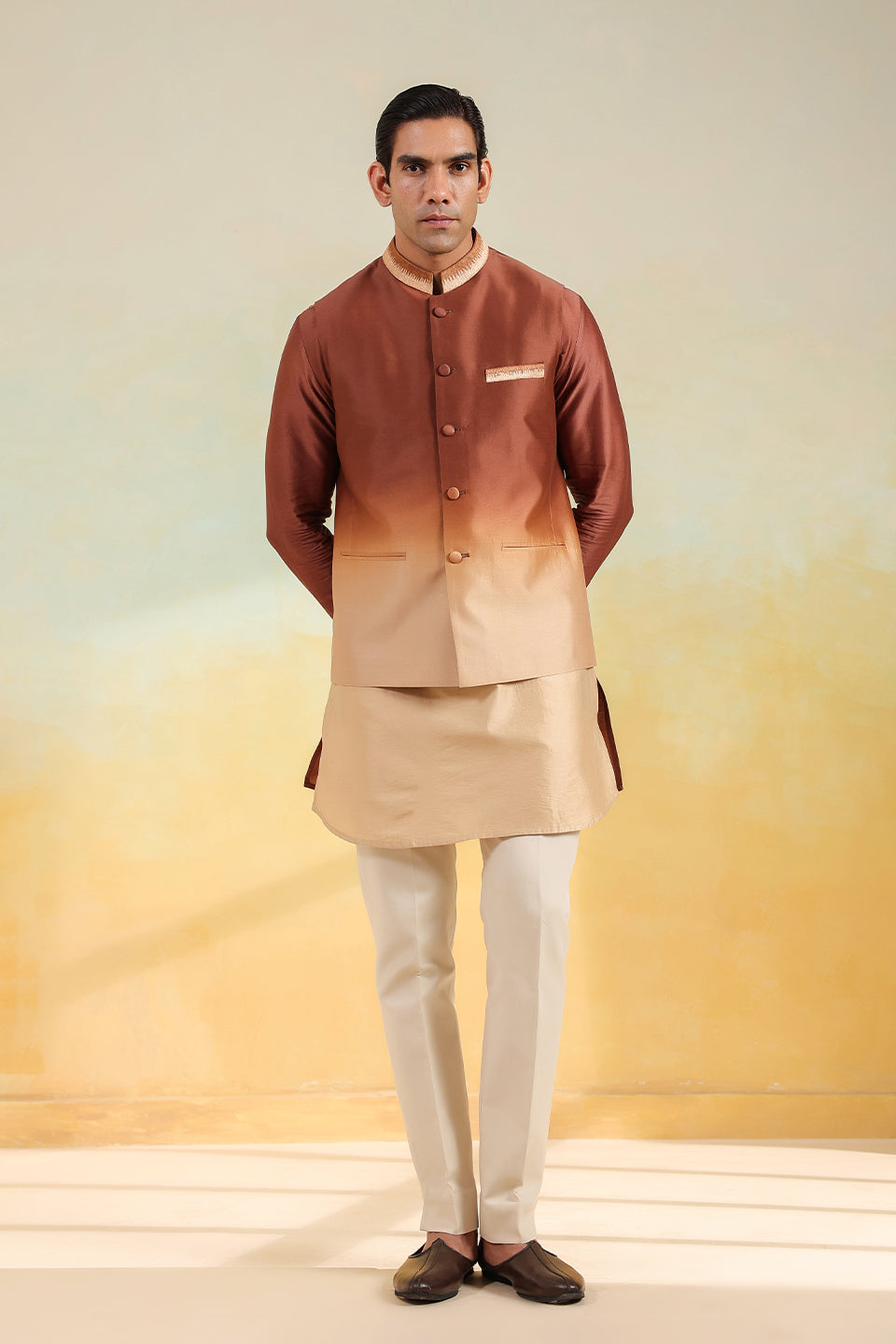 Brown Ombre Bandi Kurta Set