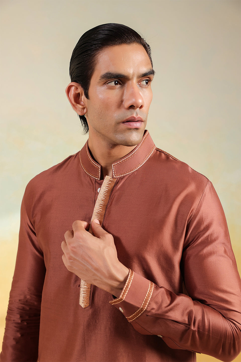 Brown Ombre Silk Kurta