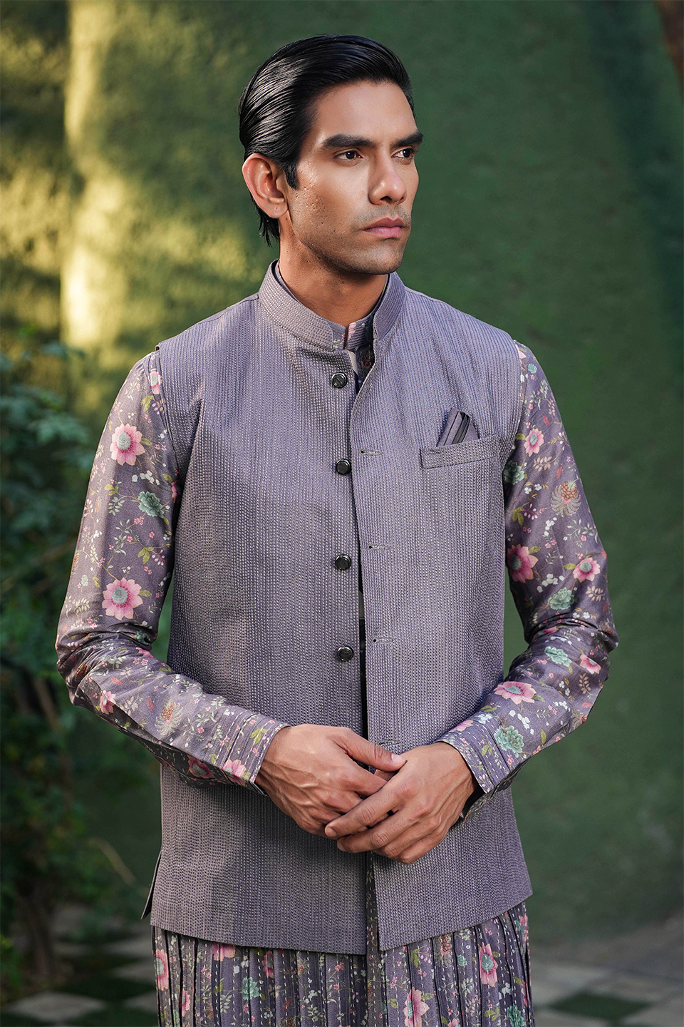 Purple Mughal Embroidered Bandi