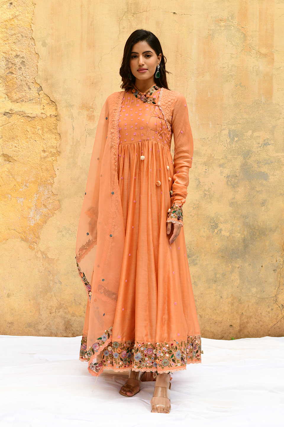 Peach Orchid Poshak Angrakha