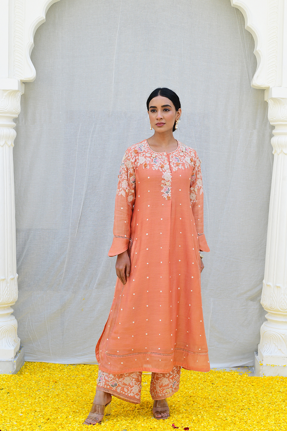 Peach Ivory Light Long Kurta