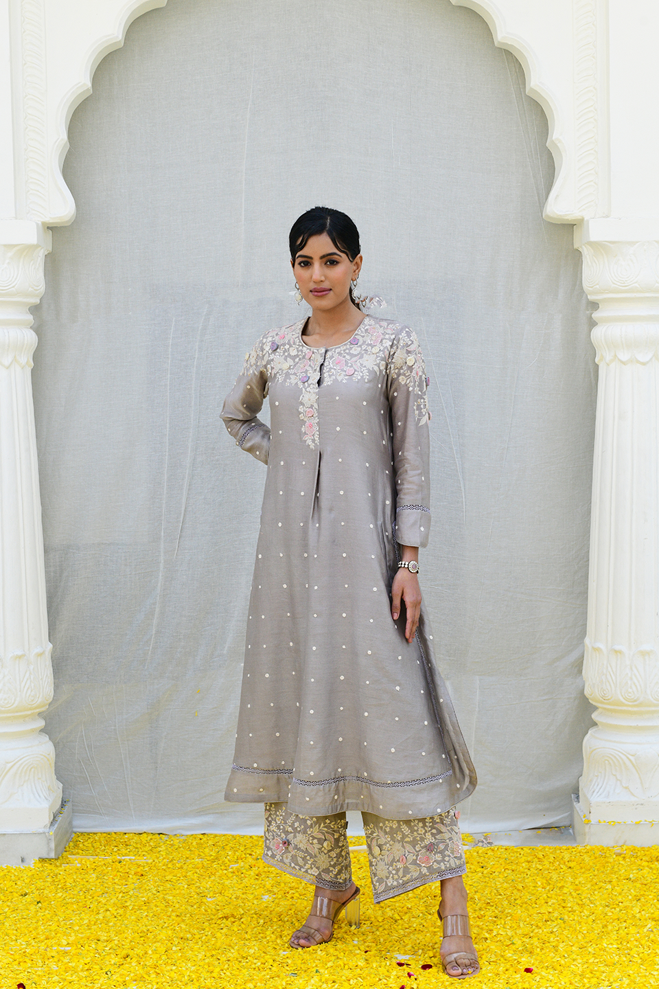 Grey Ivory Light Long Kurta