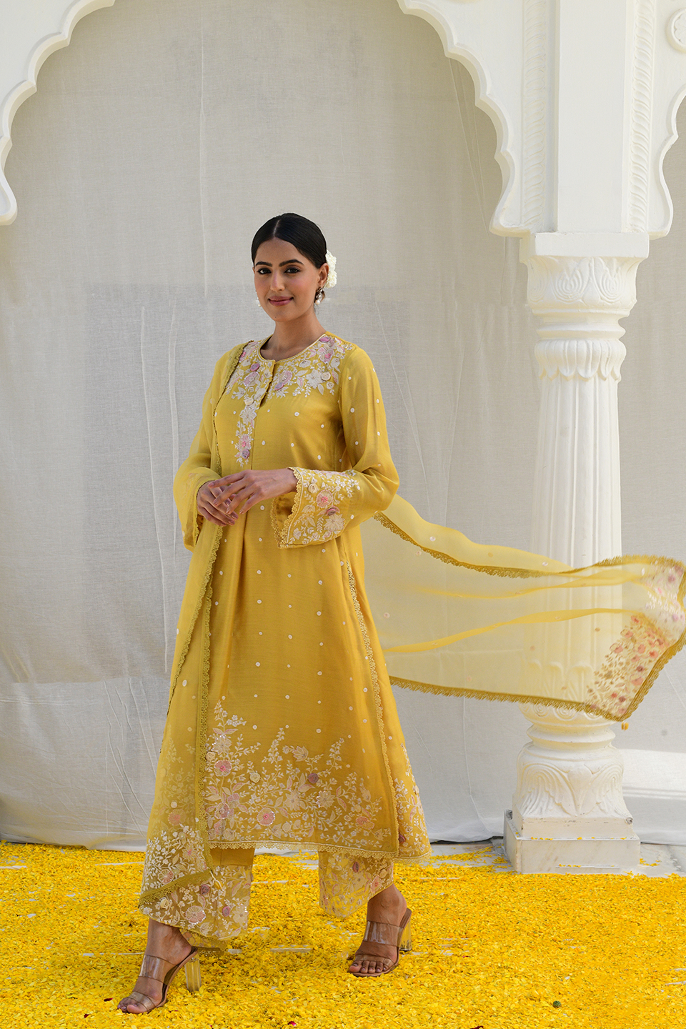 Yellow Ivory Heavy Long Kurta