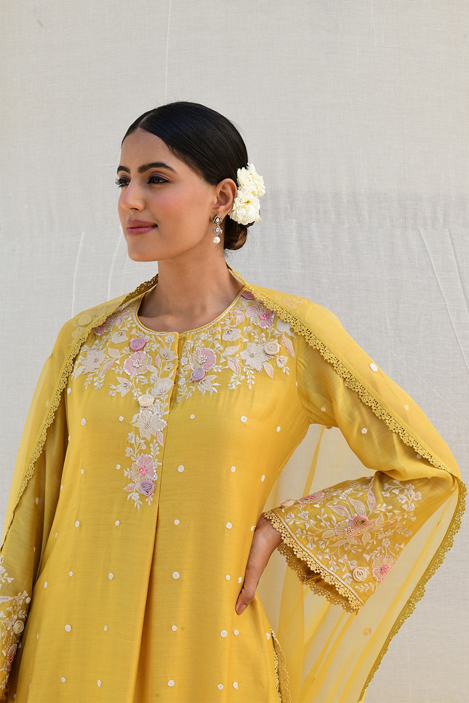 Yellow Ivory Heavy Long Kurta
