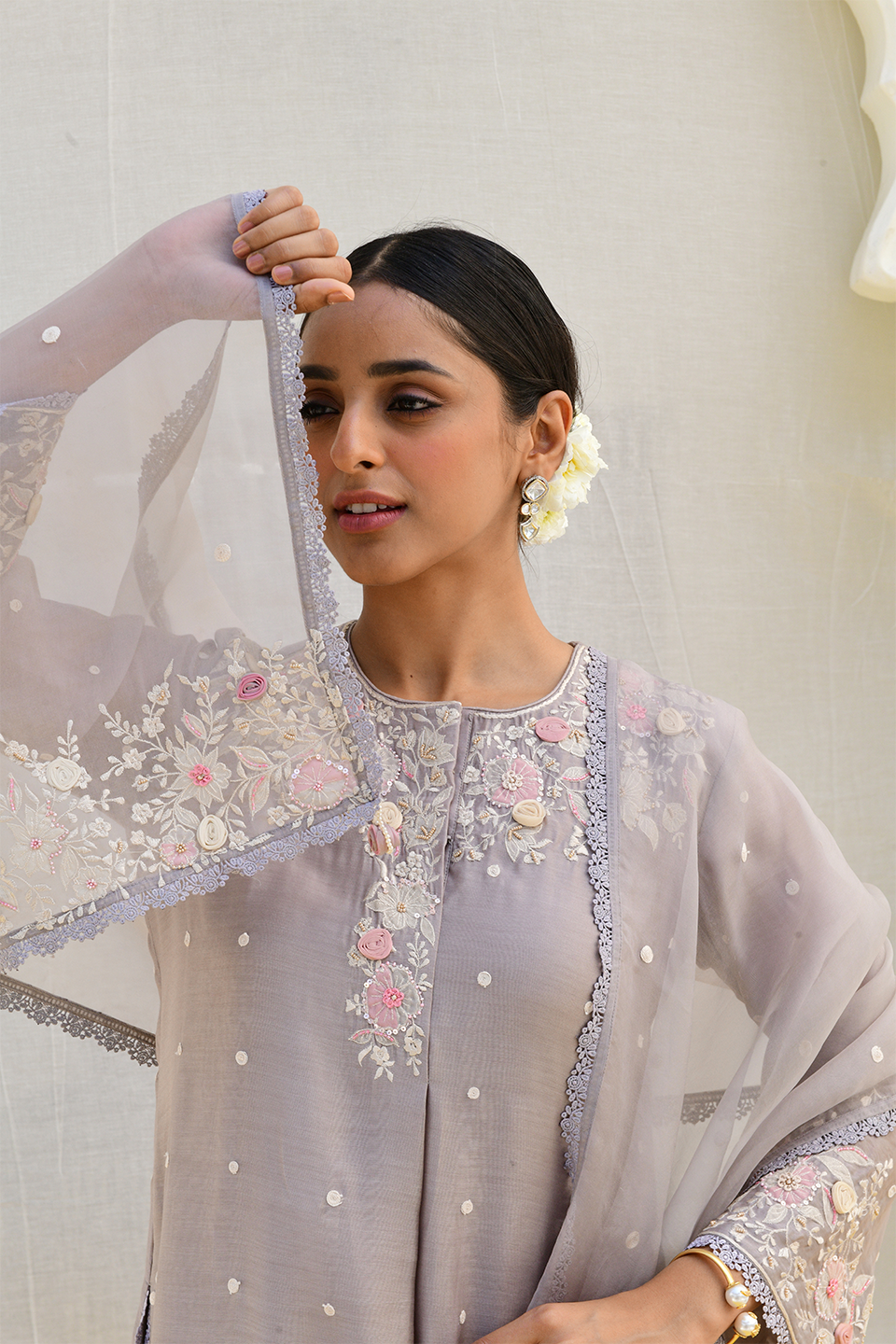 Grey Ivory Heavy Long Kurta