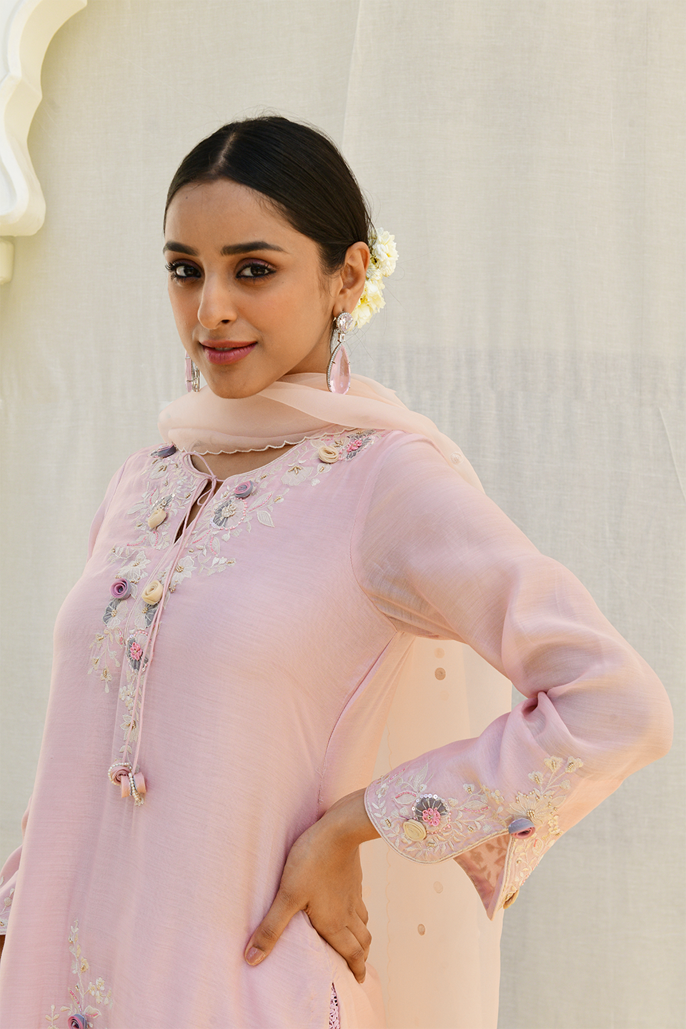 Pink Heavy Ivory Sharara