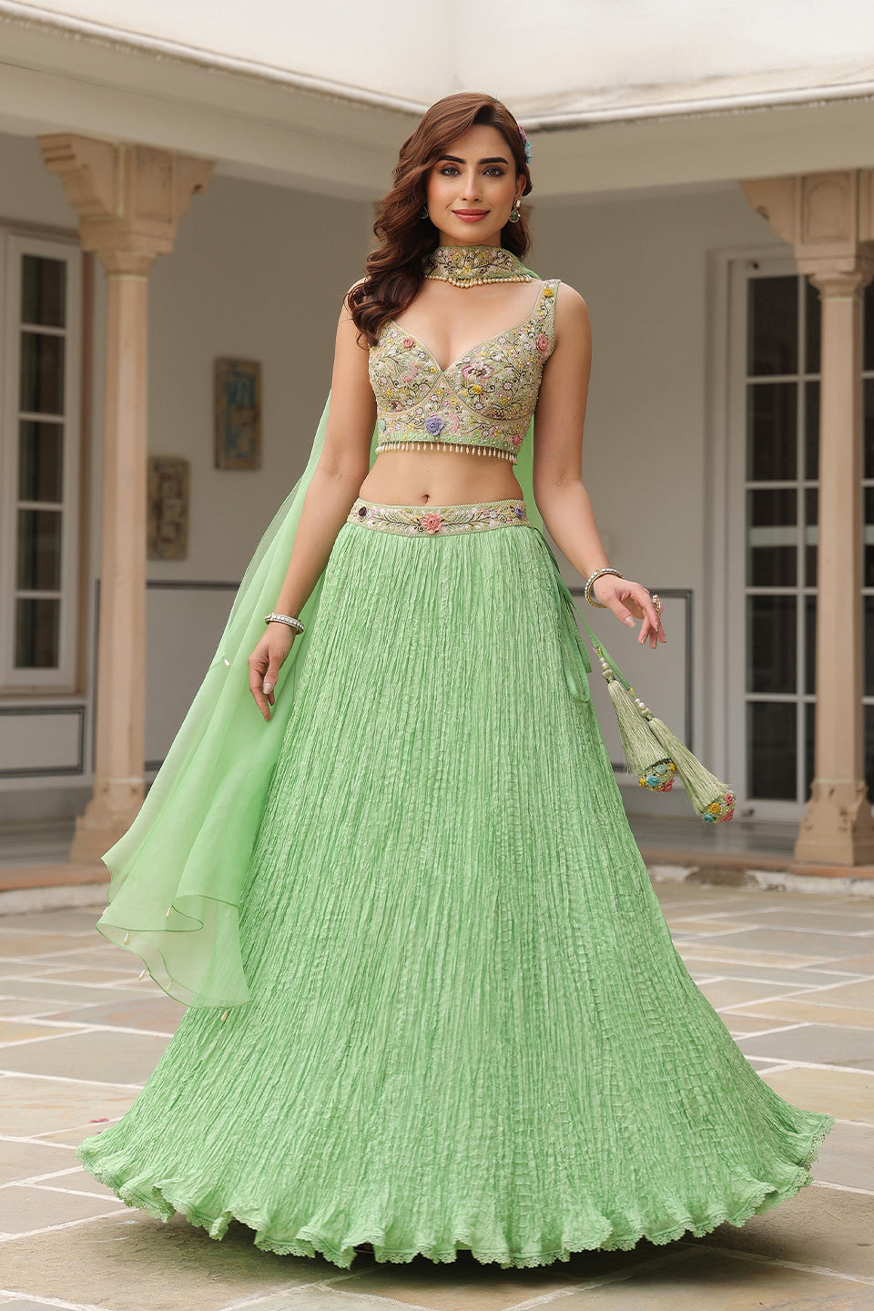 Gulzar Mint Green Choker Lehenga Set